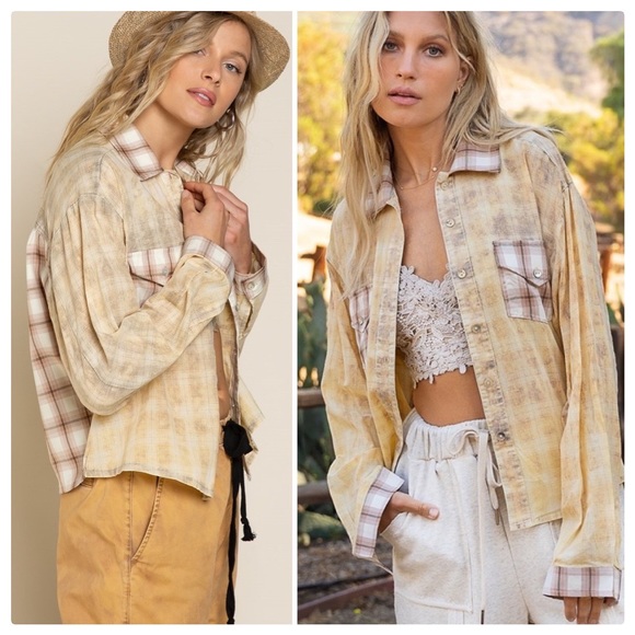 POL Western Washout Grunge Plaid Top - Picture 3 of 12